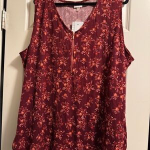 Lularoe Floral Burgundy Sleeveless Top